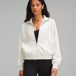 Lululemon Brushed Softstreme Funnel Neck Zip Up, size 2, Bone.